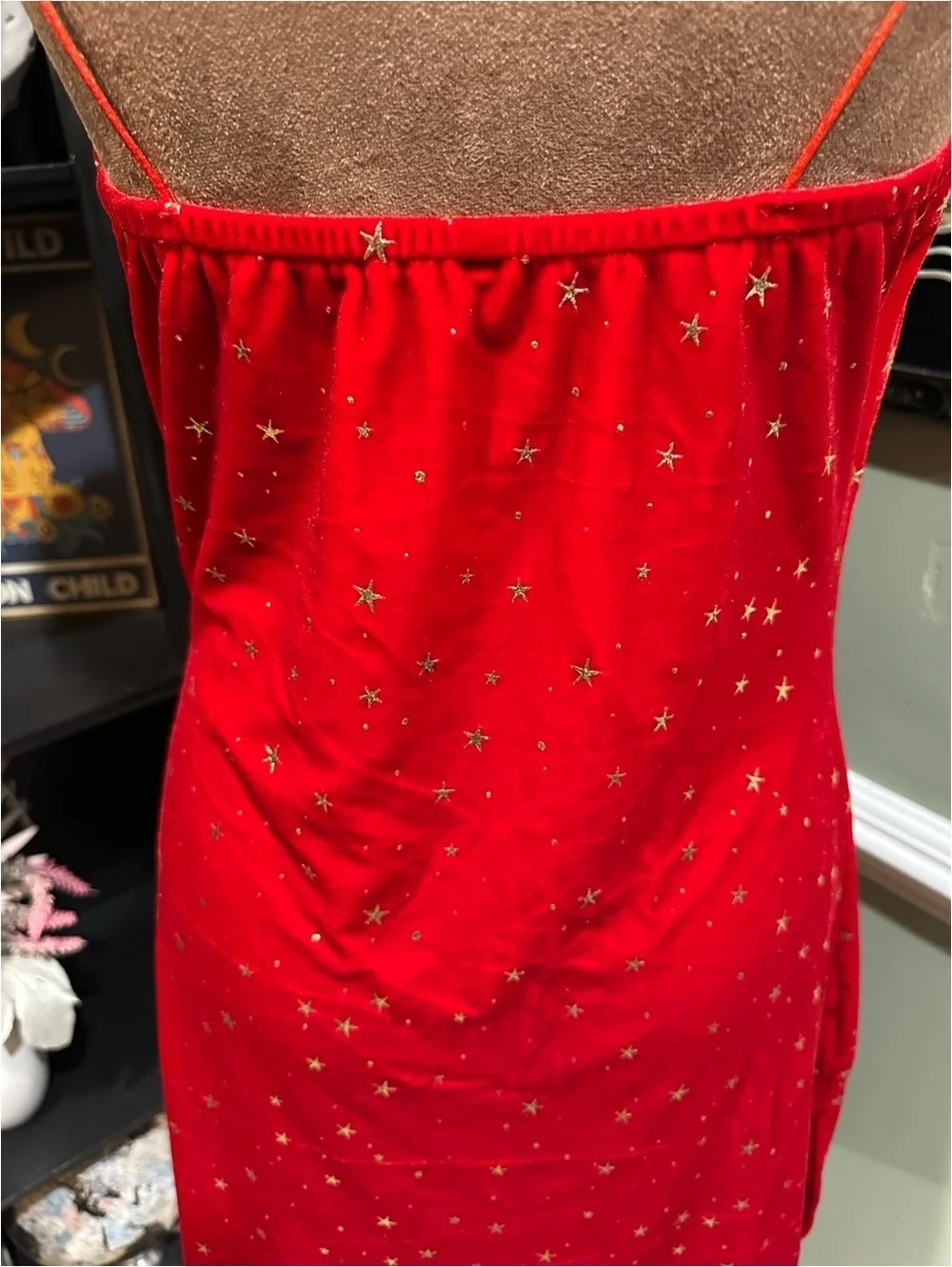 Zaful Red Velvet Celestial Star Mini Bodycon Dress – Size M